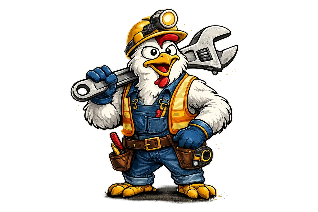 CrazyChickenTech mascot keeping a website maintained